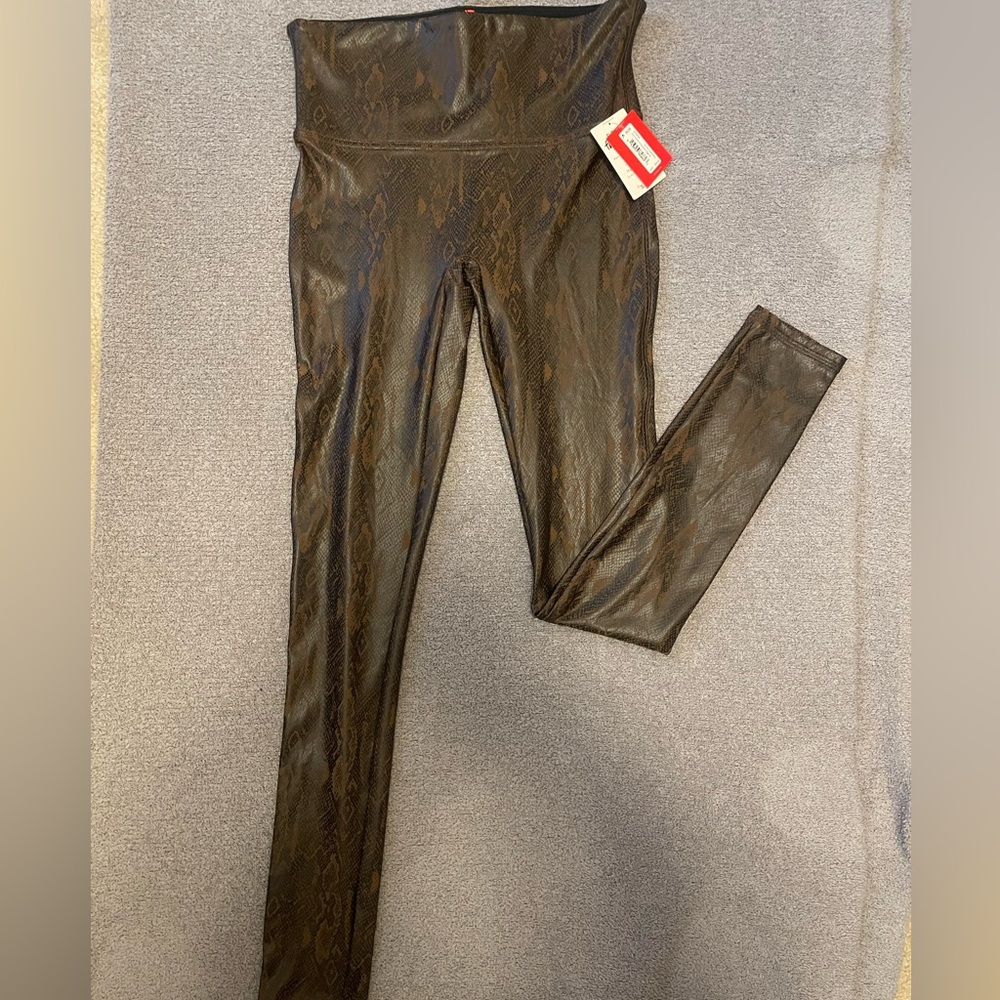Spanx brown snake skin print leggings